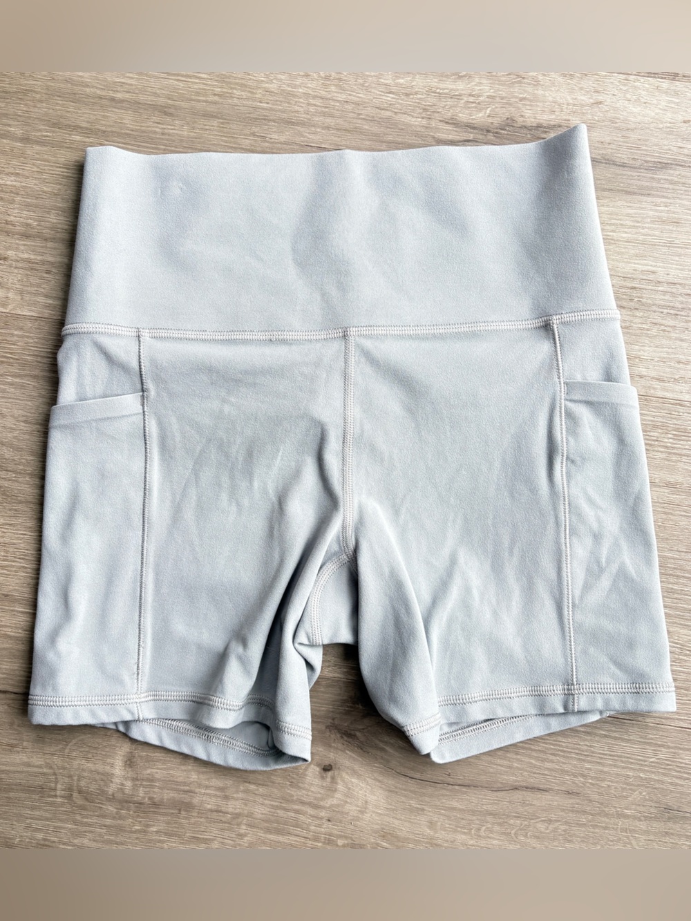 Athleta Light Gray High-Waist Athletic Shorts